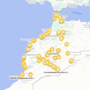Карта достопримечательностей Марокко Марокко достопримечательности карта